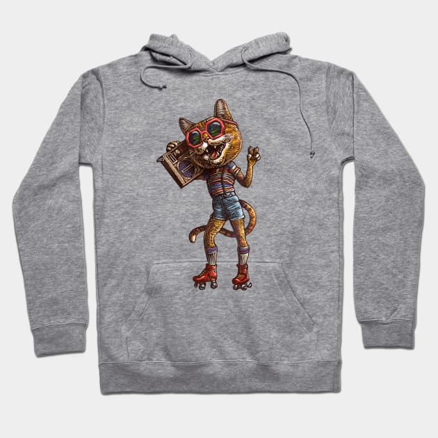 Roller Disco Kitty Hoodie by ChetArt